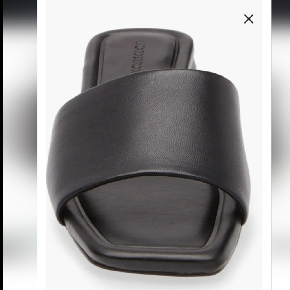 Nordstrom Babette Black Leather Women's Slide Sandals - Picture 12 of 12